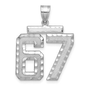 14k White Gold, Varsity Collection, Large D/C Pendant, Number 67